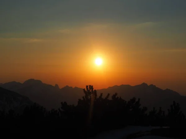 Belo Pôr Sol Notkarspitz Nas Montanhas Ammer — Fotografia de Stock