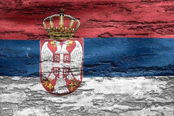 Illustration Serbiens Flagga Realistisk Viftande Tygflagga — Stockfoto