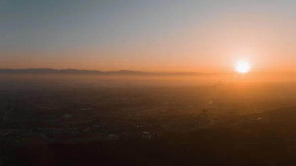 Вид Повітря Захід Сонця Над Містом — стокове фото
