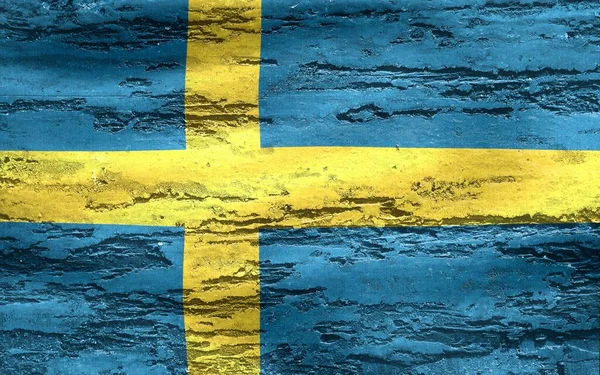 Прапор Швеції Реалістичний Махаючий Тканиною Прапор — стокове фото