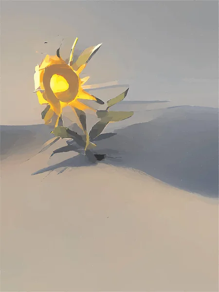 Peinture Tournesol Jaune Avec Fond Gris Jaune — Image vectorielle