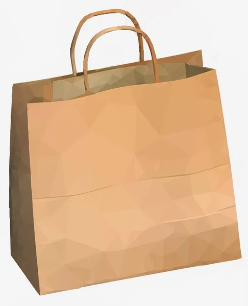 Eco Paper Bag Mock Low Poly Art — Stock Vector