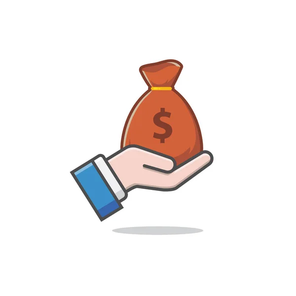 Een Illustratie Van Een Hand Houden Cash Money Bag — Stockvector
