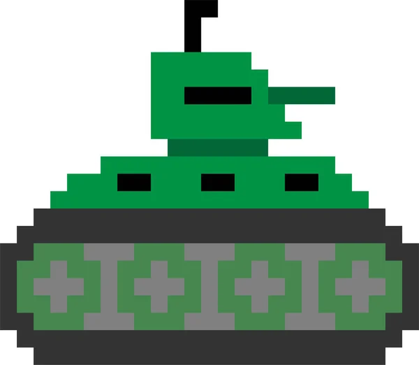 Ejército Arte Píxeles Tank Aislado Sobre Fondo Blanco — Vector de stock