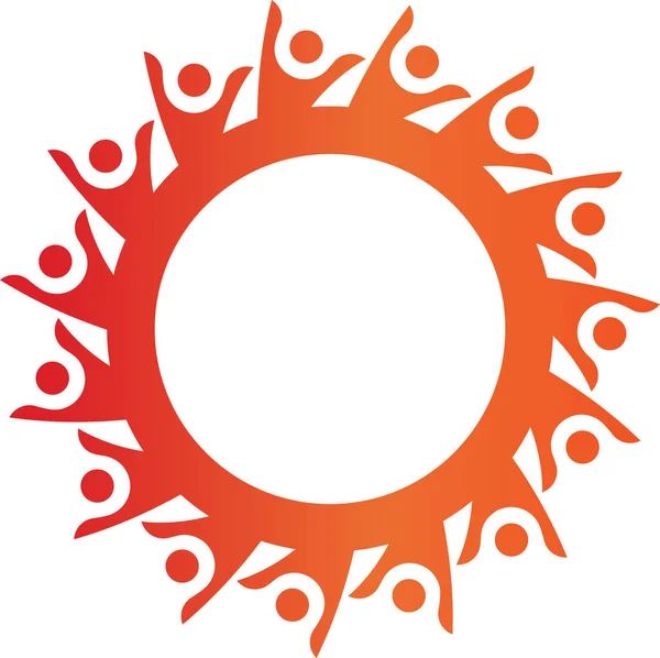 Sebuah Perusahaan Atau Logo Merek Matahari Dengan Orang Orang Sinar - Stok Vektor