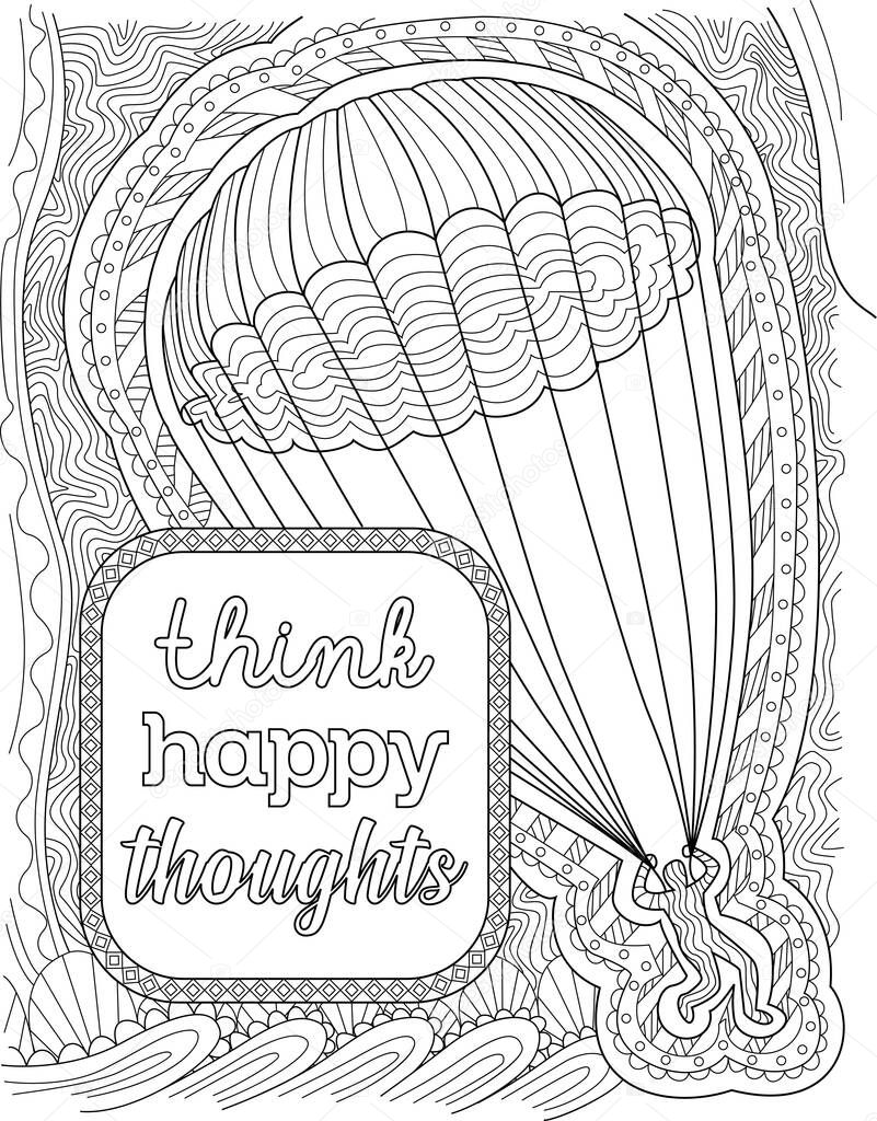 A vector of human riding in parachute behind inspirational message in square