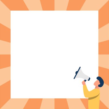 Megafona Konuşan Bir Adam Duvara Karşı Açıklama Yapıyor