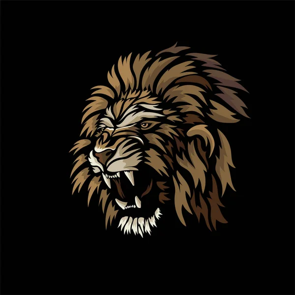 Beautiful Roaring Lion Black Background — Stock Vector