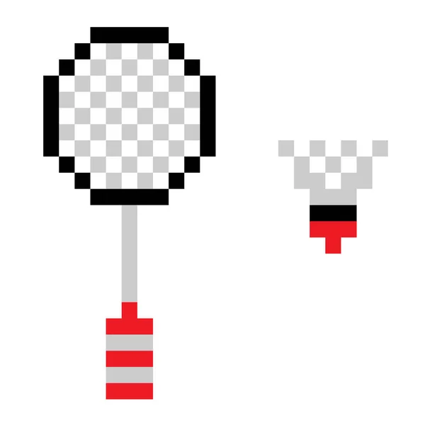 Uma Arte Pixel Badminton Isolada Fundo Branco —  Vetores de Stock