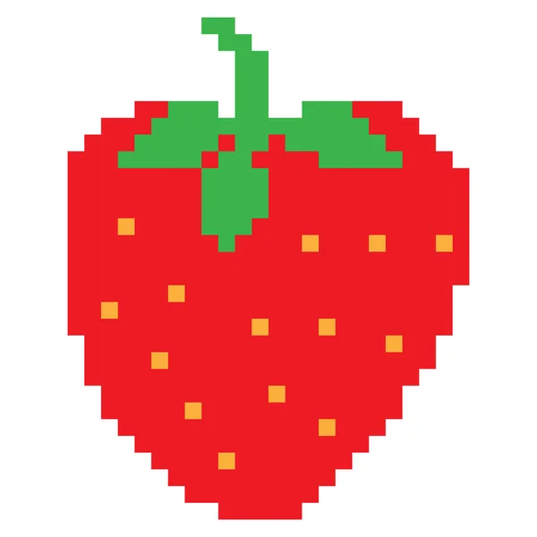 Eine Erdbeere Pixel Art Stil Isoliert Auf Weißem Hintergrund — Stockvektor