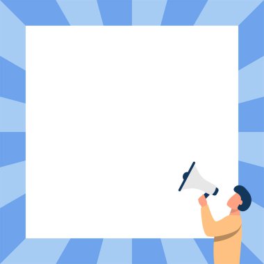 Elinde megafon tutan bir erkeğin duyuru arkaplanı.