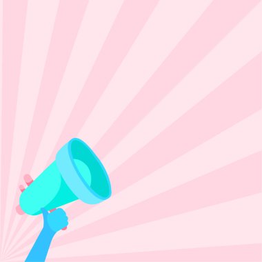 Renkli arka planda bir megafonun çizimi - duyuru arkaplanı