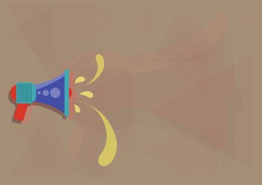 Renkli arka planda bir megafonun çizimi - duyuru arkaplanı