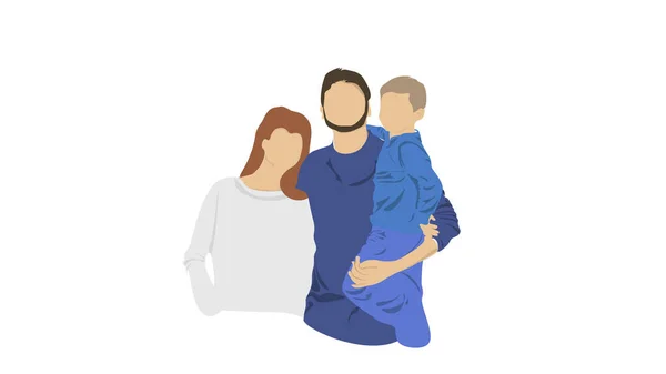 Portrait Famille Mère Père Sans Visage Fils — Image vectorielle