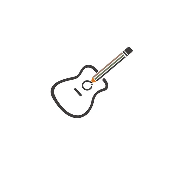 Logotipo Una Compañía Marca Una Guitarra Con Agarre Lápiz Sobre — Archivo Imágenes Vectoriales