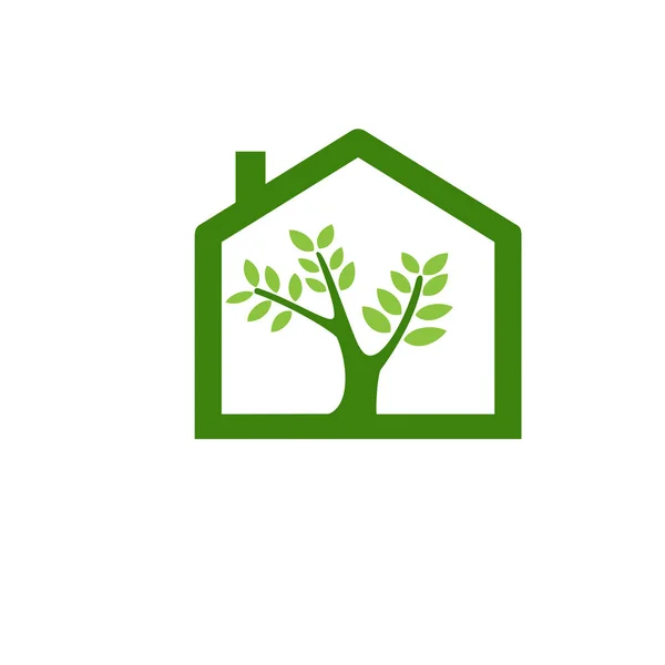 Een Vector Illustratie Van Een Huis Boom Logo — Stockvector