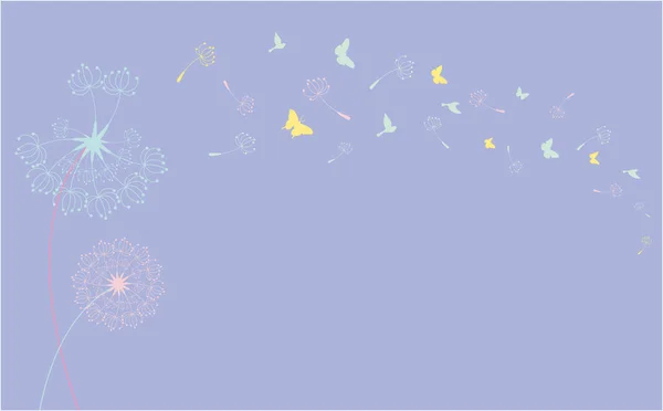 Семена Летающего Одуванчика Бабочки Розовом Фоне — стоковый вектор