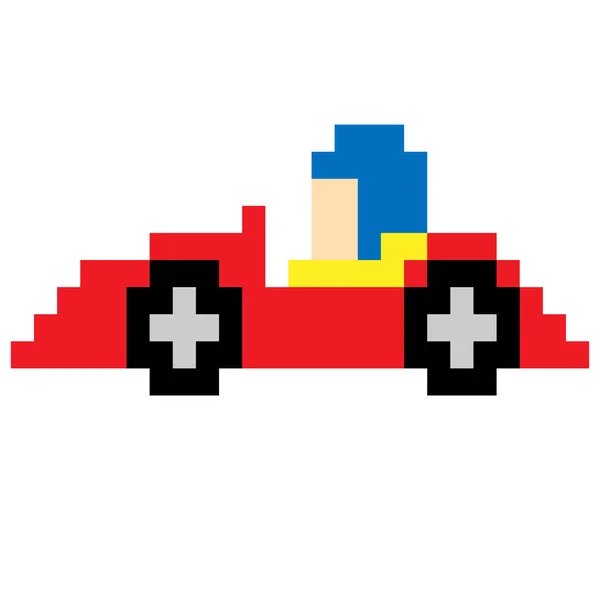 Carro Corrida Pixel Art Isolado Fundo Branco —  Vetores de Stock