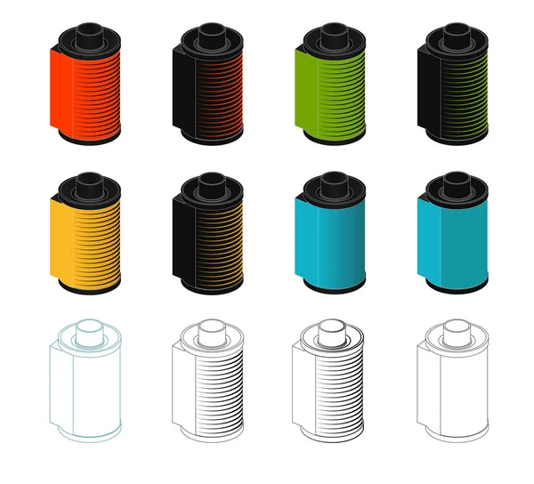 Vector 35Mm Film Roll Various Colors Forms — Stock Vector