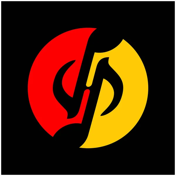 Cerchio Logo Unico Notazione Musicale Come Yin Yang — Vettoriale Stock