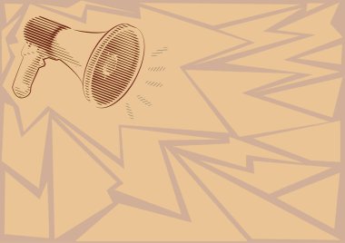 Renkli arka planda bir megafonun çizimi - duyuru arkaplanı