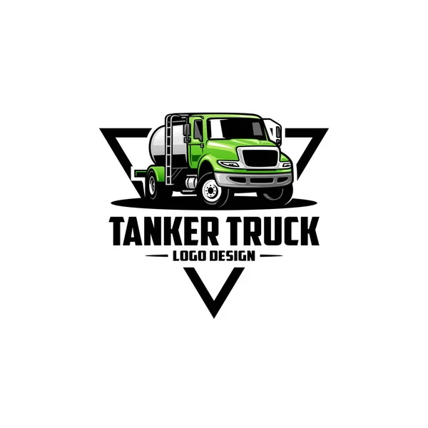 Diseño Logotipo Con Camión Cisterna Verde Triángulo — Vector de stock