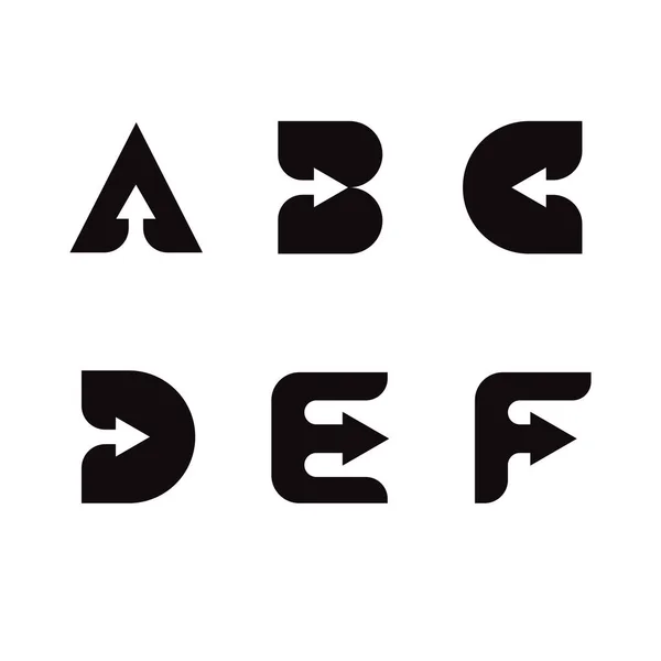 一组字母字母 箭头在白色背景上隔离 — 图库矢量图片