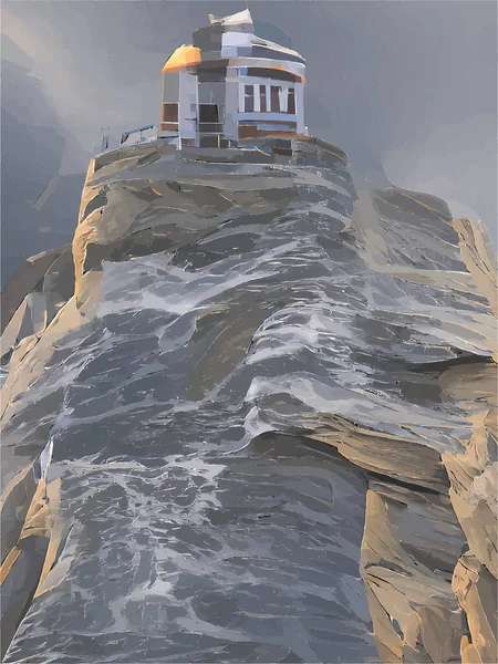 海上灯塔的数字绘画 — 图库矢量图片