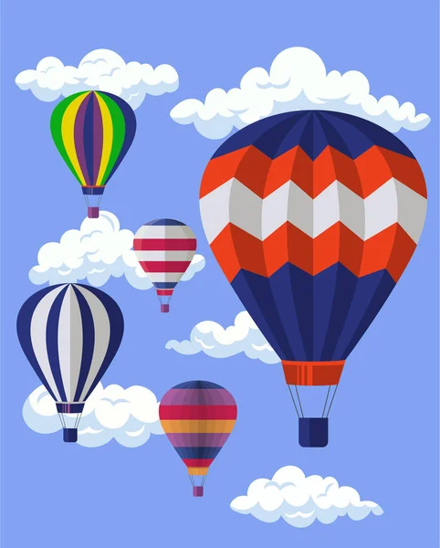 Красочные Воздушные Шары Летящие Небе — стоковый вектор