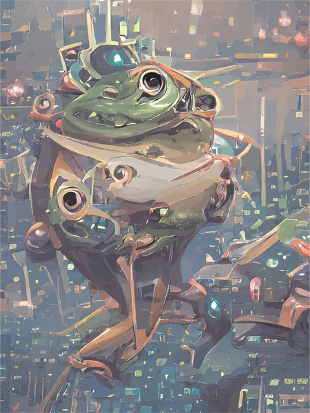 Peinture Numérique Une Grenouille — Image vectorielle