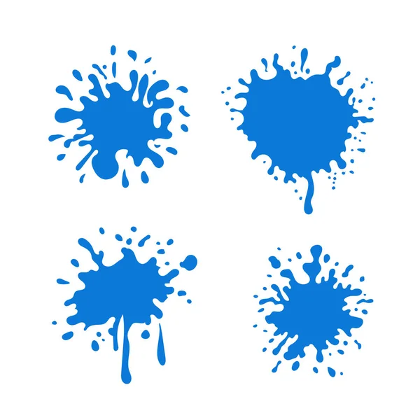 Векторная Иллюстрация Набора Синих Брызг Воды Белом Фоне — стоковый вектор