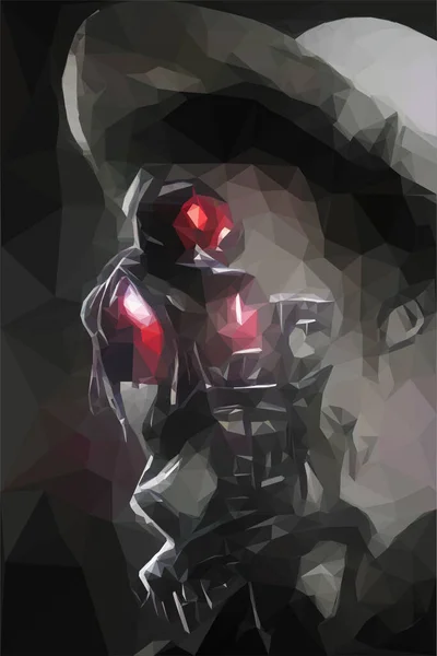 Arc Félig Ember Félig Robot Kiborg Alacsony Poly Art — Stock Vector