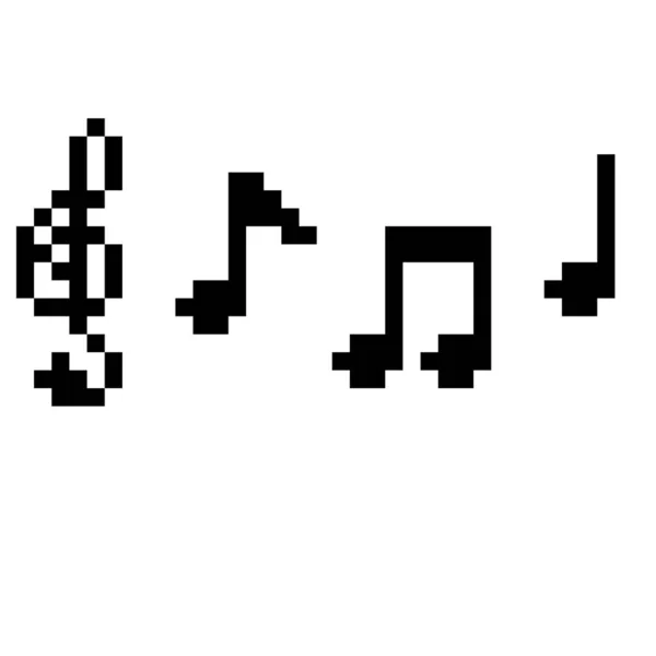 在白色背景上孤立的音乐符号像素艺术 — 图库矢量图片