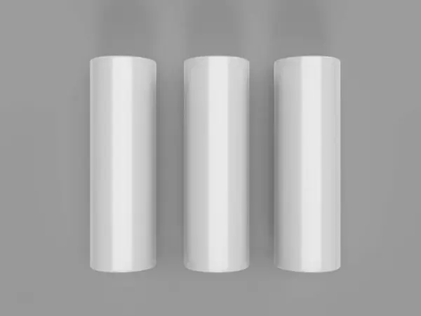 灰色背景下的白色滚筒的三维渲染 — 图库照片