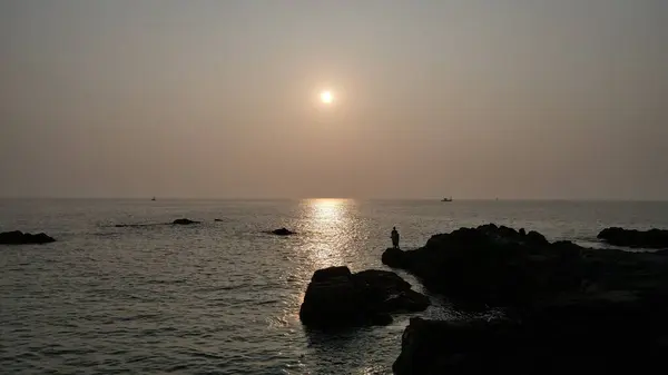 Beautiful View Sea Rocky Coast Sunrise — Stock Photo, Image