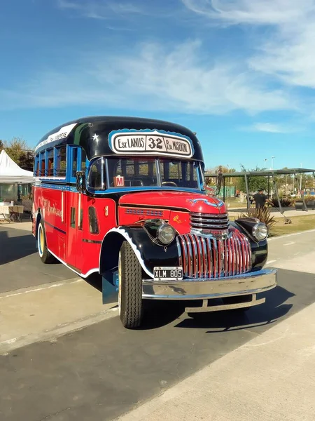 Viejo Chevrolet Rojo 1946 Autobús Para Transporte Público Pasajeros Buenos — Foto de Stock
