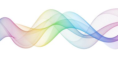 Beyaz arkaplandaki güzel renkli ses dalgası eğrisi. Tema teknolojisi için element