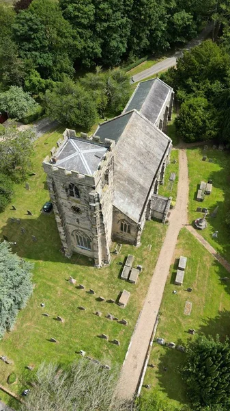 Veduta Aerea Della Chiesa Andrews Bainton Yorkshire Inghilterra — Foto Stock