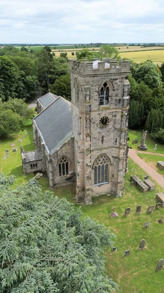 Nagy Látószögű Felvétel Andrews Templomról Baintonban Yorkshire Angliában — Stock Fotó