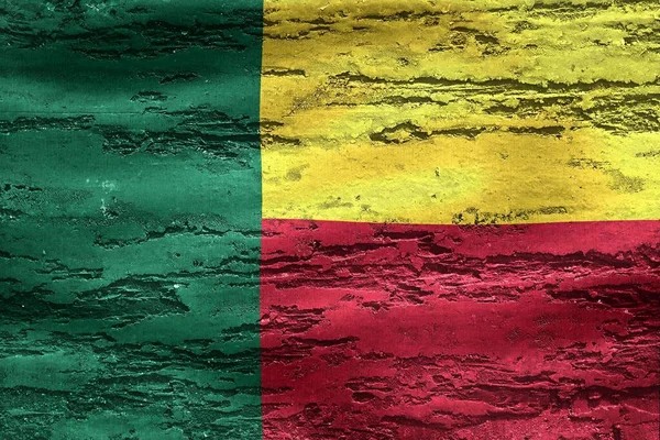 Målad Illustration Benin Flaggan Vägg Strukturerad Bakgrund — Stockfoto