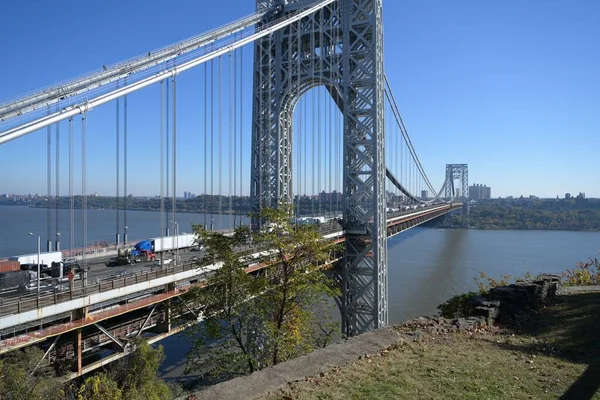 George Washington Bridge New York Blue Clouds — Stock Photo, Image