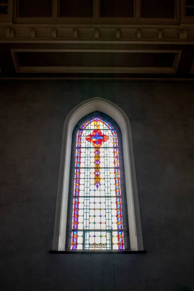 Interior Church Beautiful Stained Glass Window — Stock Photo, Image