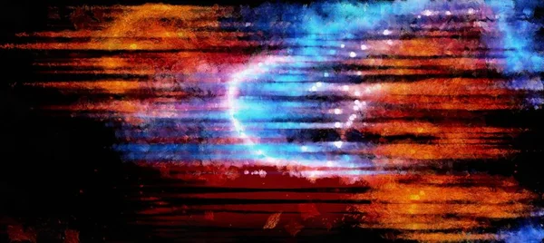 抽象的な絵画様式のデジタルパターン 銀河や星雲のための水彩明るいアクリル絵具空間の概念 — ストック写真