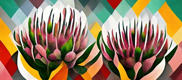 Abstrakcyjny Wzór Tapety Król Protea Kwiat Południowej Afryki Prowincja Przylądek — Zdjęcie stockowe