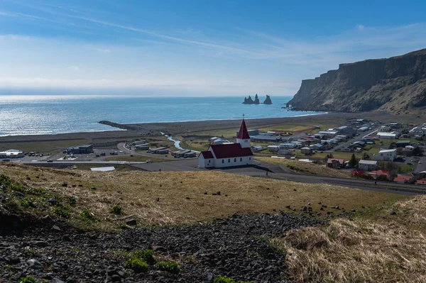 Une Belle Vue Sur Église Reyniskirkja Vik Islande — Photo