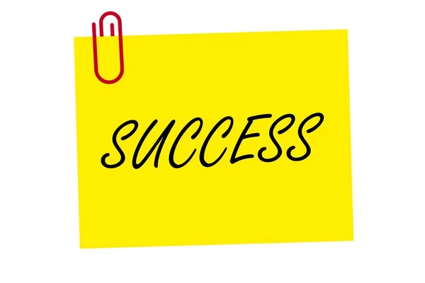 Yellow Paper Note Saying Success Clipped White Background — Stock Photo, Image