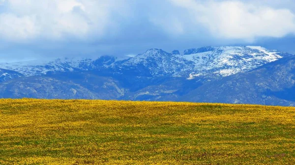 Hermoso Paisaje Campo Natural Con Montaña Fondo Cielo Nublado —  Fotos de Stock