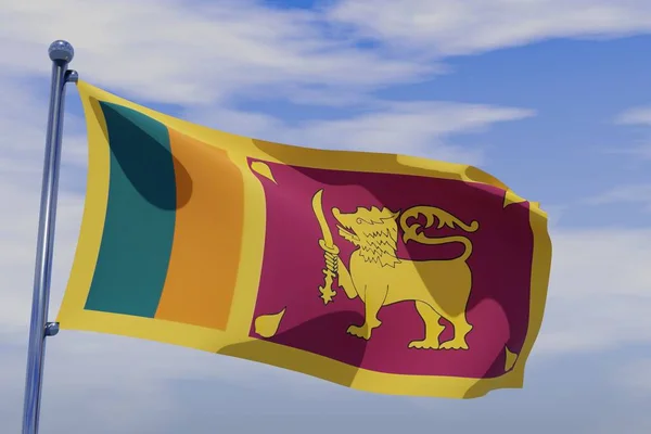 Uma Ilustração Bandeira Ondulada Sri Lanka Com Pólo Bandeira Cromada — Fotografia de Stock