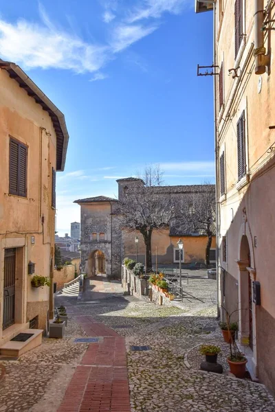 Smalle Steeg Middeleeuwse Gebouwen Uitzicht Veroli Dorp Lazio Regio Italië — Stockfoto