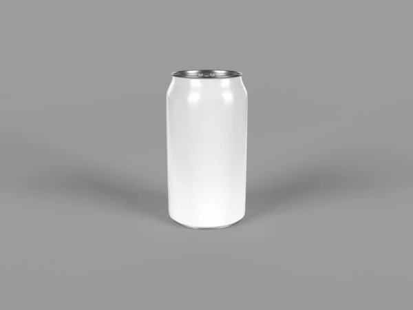Uma Ilustração Renderização Lata Refrigerante Branco Fundo Sólido — Fotografia de Stock